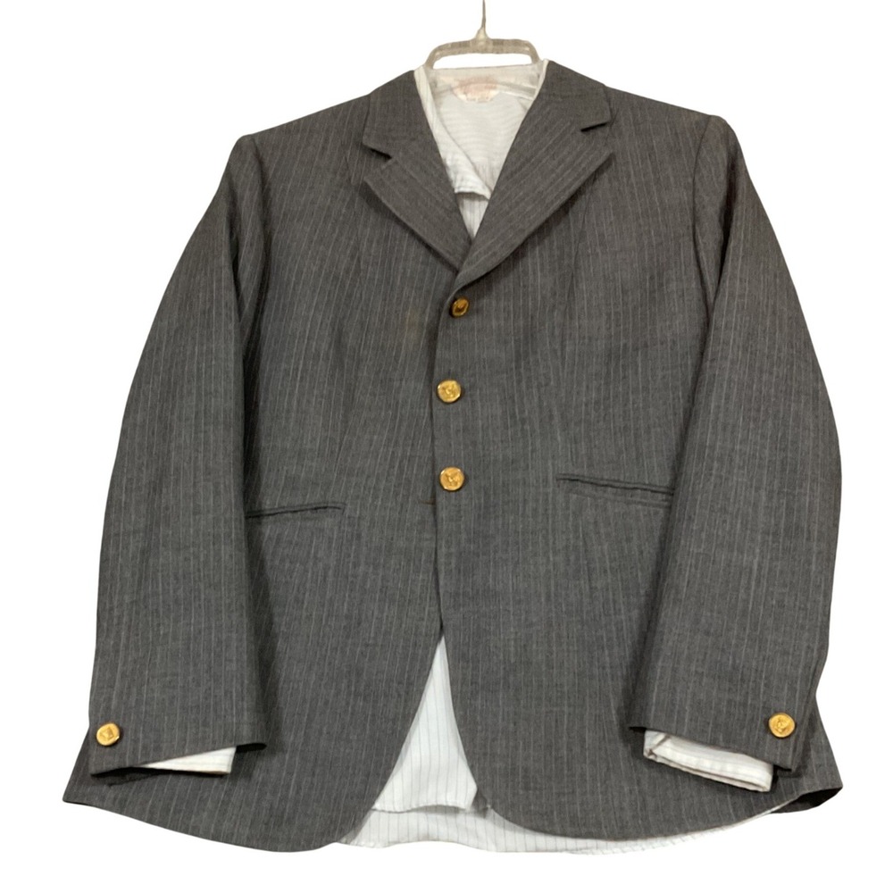 The Beaufort by Service Blazer Shirt Set Mens Small Grey Pinstripe Vintage USA